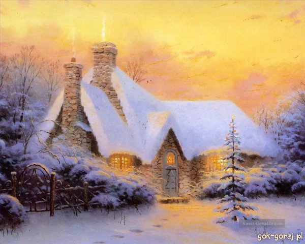 4-christmas-tree-cottage-thomas-kinkade-snowing